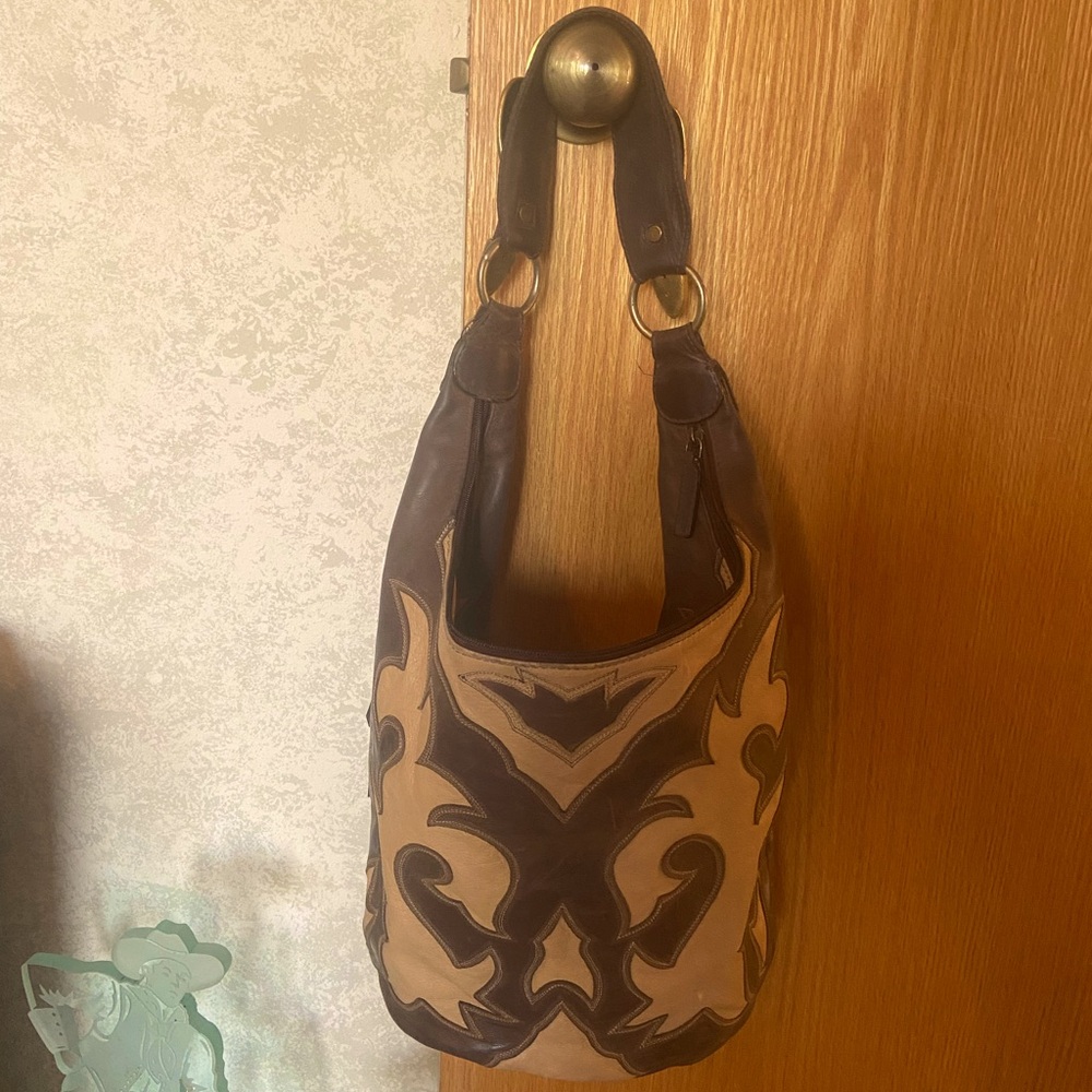 Genuine leather boot stitched style purse